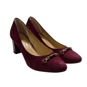 Talbots Burgundy Suede Heels with Gold Accent original box